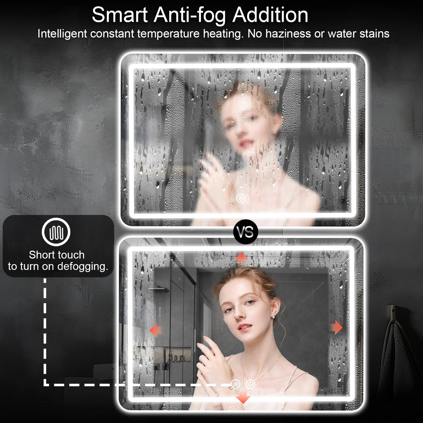 LED Bathroom Wall Mirror With Dimmable Lights