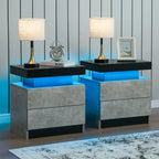 2 LED Nightstands with 2 Drawers,