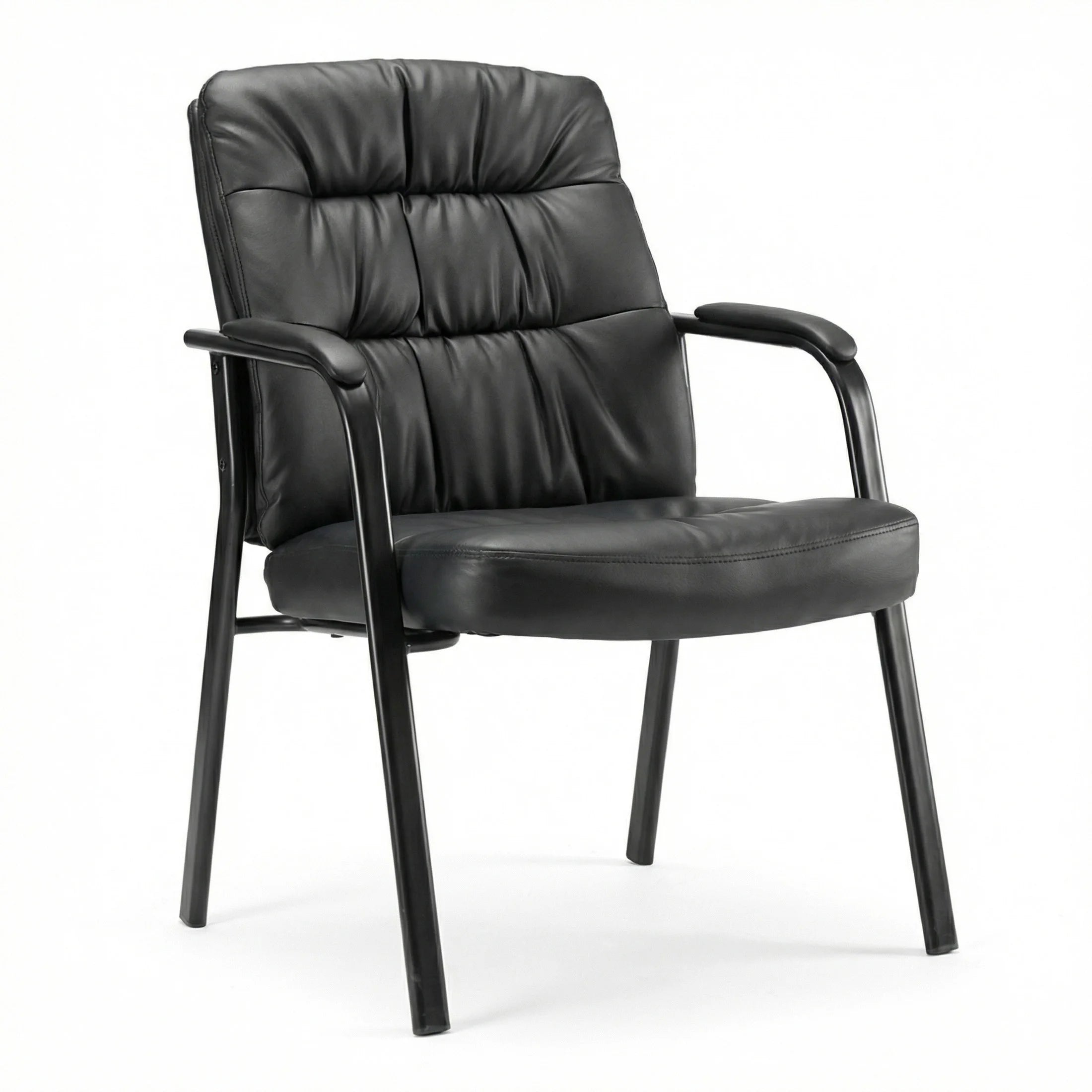 Heavy PU Leather Ergonomic Office Chair with Lumbar Support Padded Armrests Waiting Room Desk Chair Office