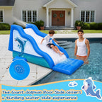 125-Inch Extra-Long Inflatable Dolphin Pool Slide for Summer Swimming Fun, Play Toy for Adults