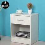 2 Wood Shelf Bedroom End Tables with Storage