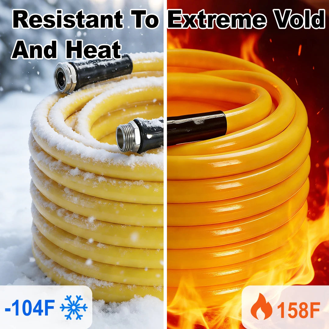 All Weather Hybrid  Garden Hose with 3/4'' Aluminum Fittings Lightweight, Kink Free.Flexible