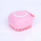 2-In-1 Pet Bath & Massage Brush With Shampoo Storage. Silicone For Sensitive Skin