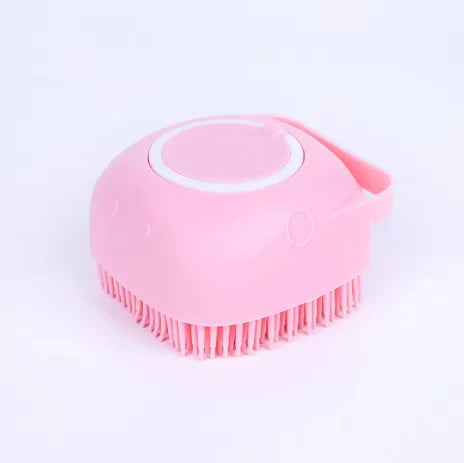 2-In-1 Pet Bath & Massage Brush With Shampoo Storage. Silicone For Sensitive Skin