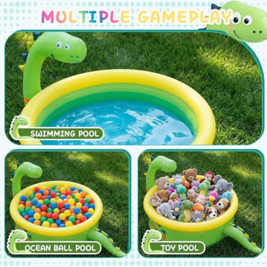 Dinosaur Inflatable Kiddie Pool, Splash Pads for Toddlers, Splash Pads with Sprinkler Outdoor Blow up Mat