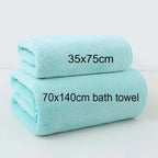 Fleece Thick Bath Towel Set, Solid Color, Soft and Absorbent,