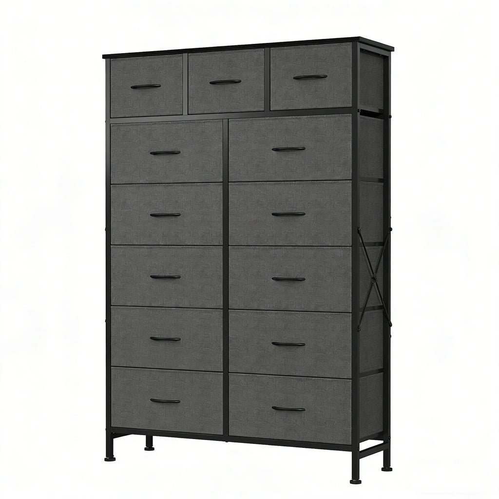 13 Fabric Drawers Cabinet Storage Organizer Adjustable Feet Steel Frame