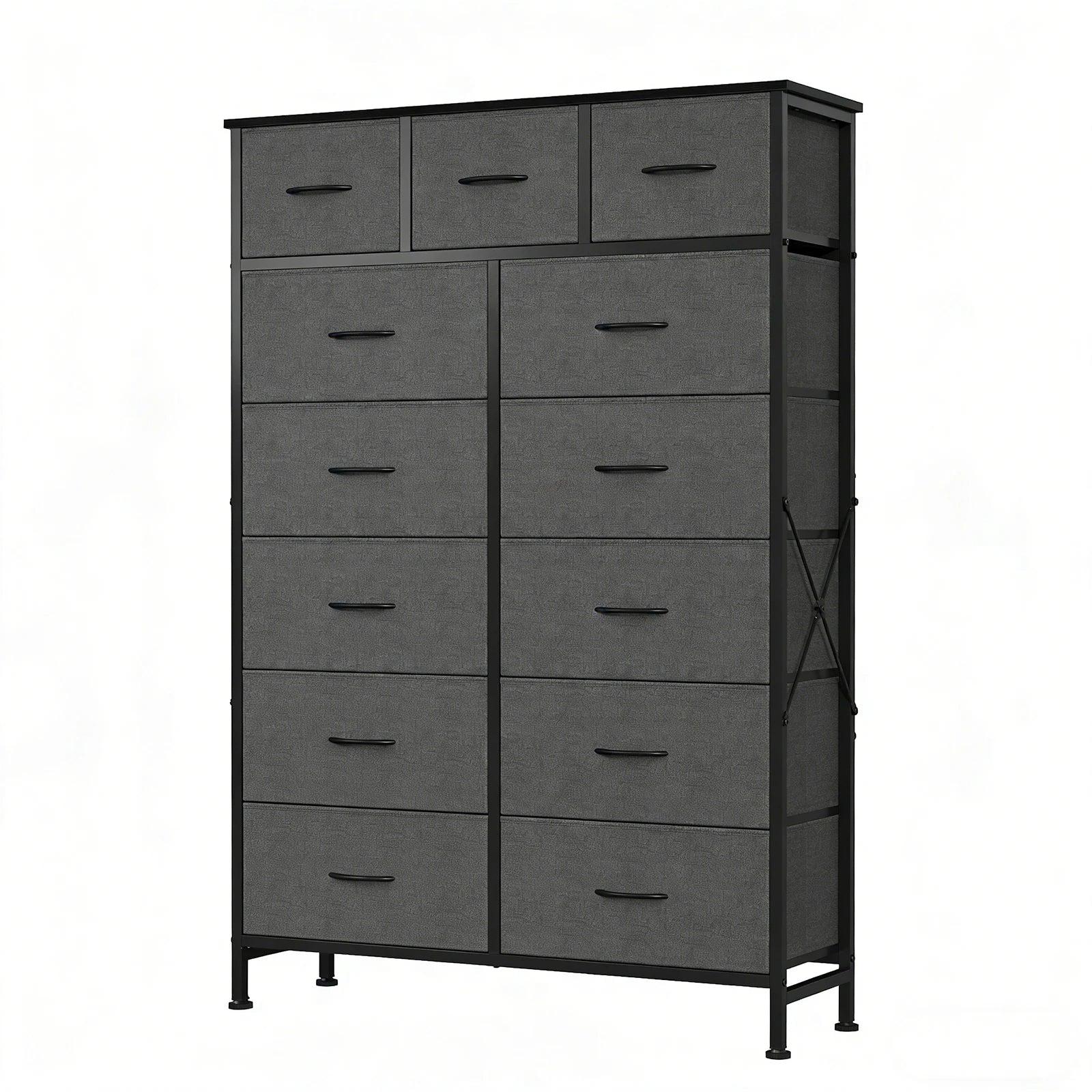 13 Fabric Drawers Cabinet Storage Organizer Adjustable Feet Steel Frame