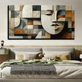 Hand-painted oil paintings in abstract geometric shapes,