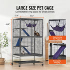 SucceBuy 64.6" Rolling Metal Ferret Cage Large 4-Tier Cage Small Animal Cage for Pet Rats Hamster Guinea