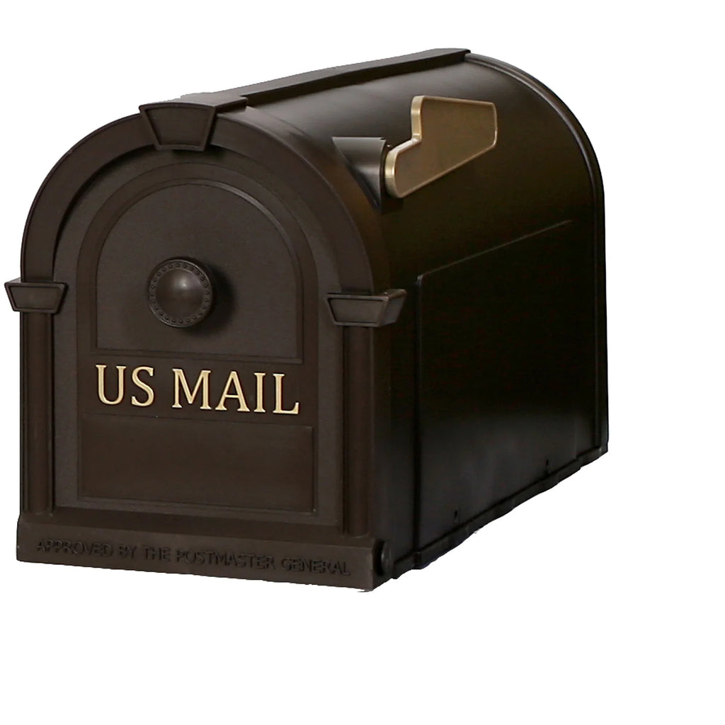 Outdoor Plastic Post Mount Mailbox in Bronze, Weather Resistant for Curbside Home Use, Durable Heavy Duty Plastic Mailbox with Large Capacity for Letters, Magazines & Small Parcels,