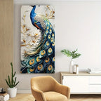 1.5 inch solid wood frame modern abstract peacock canvas wall art