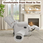 Upholstered Swivel Recliner Chair, Comfy Glider Rocking Chair with Lumbar Pillow and Footrest,