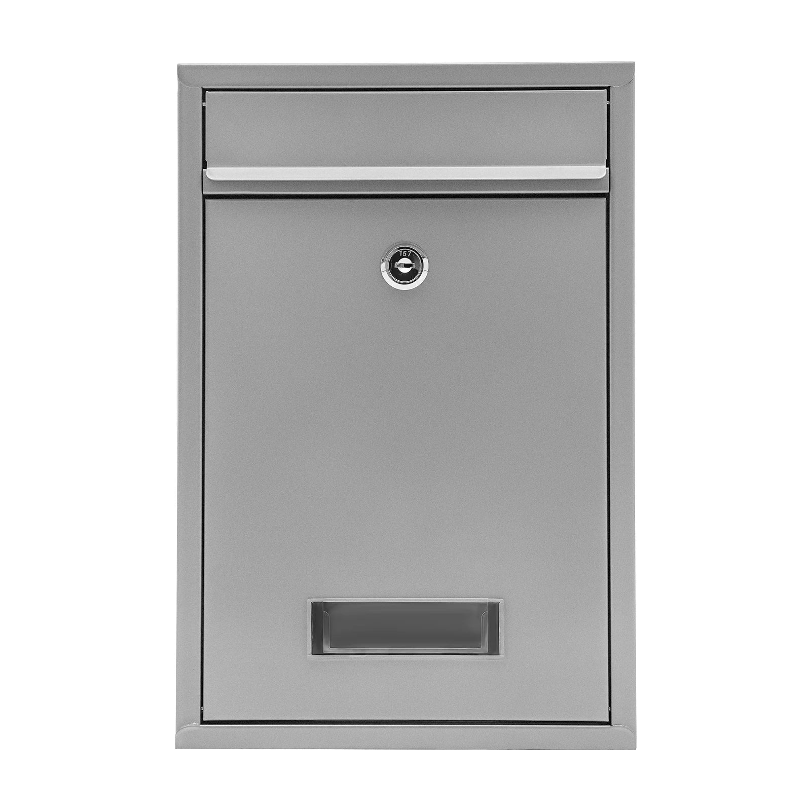 Stainless Steel Mail Letter Post Box Outdoor Wall Mounted Lockable Mailbox+2 Keys,