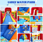 Inflatable Water Slide, 10 in 1 Water Park Bounce House with Splash Pool, 2 Slides, Ball Pit, Water Cannon, Climbing Wall
