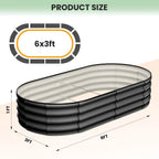 2-Pack Oval Galvanized Steel Raised Garden Bed Open Base Safety Edge Planter Box