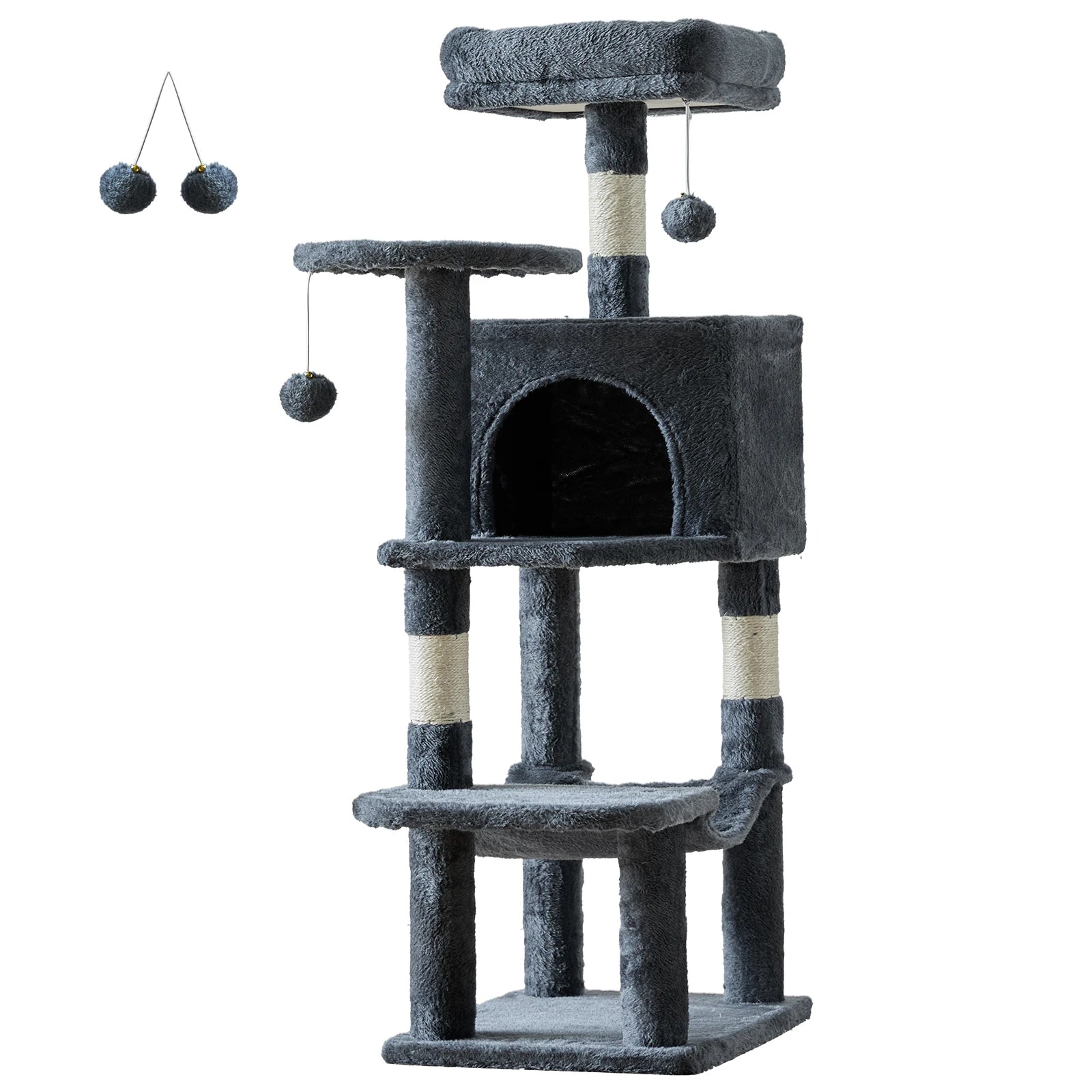 44In Tall Cat Tree Climbing Tower With Natural Sisal Scratching Posts