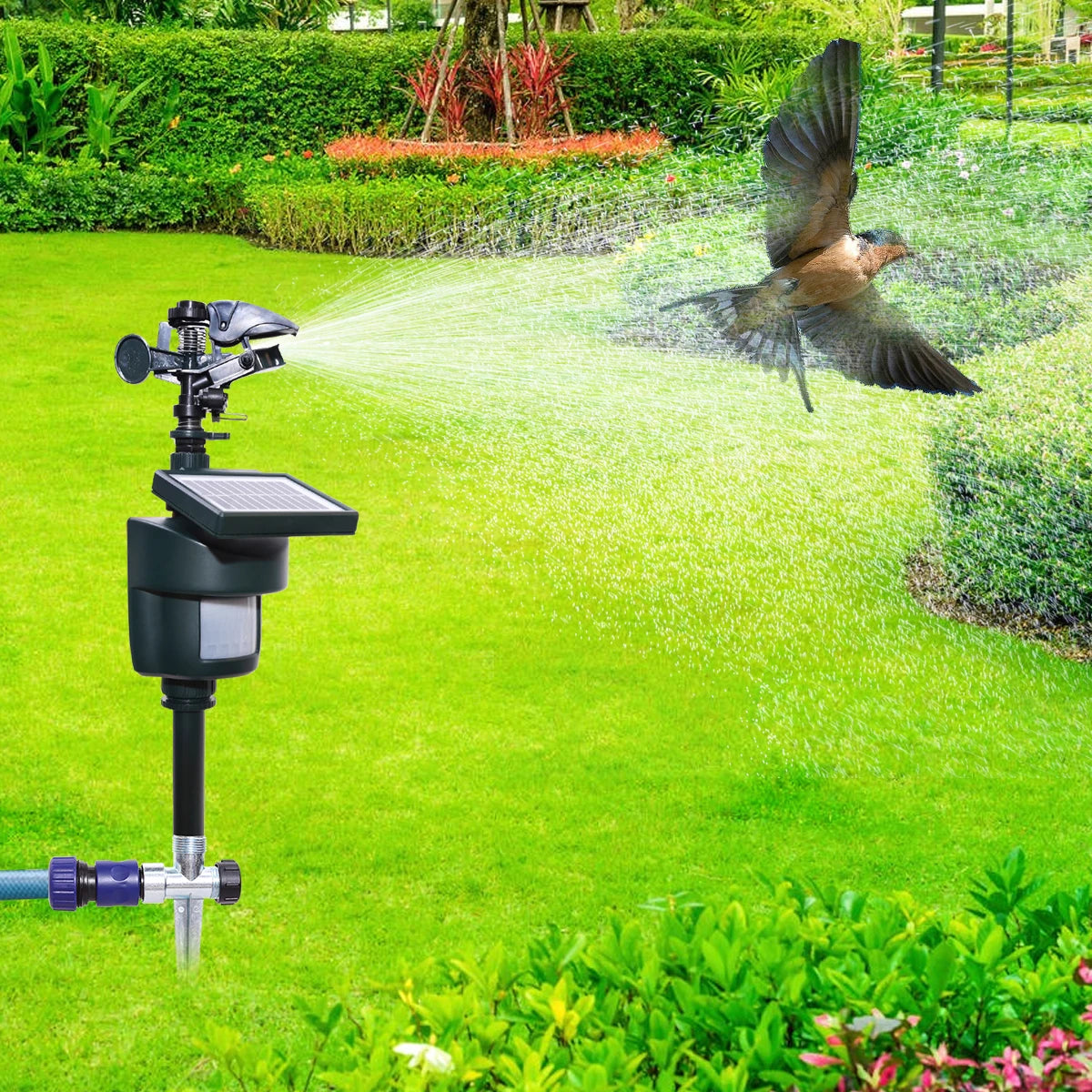 Motion Activated Sprinkler with Solar Panels Deter Cats, Birds, Repellent Outdoor Lawn Garden Motion. Sensor Water Sprinkler