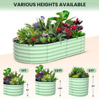2-Pack Oval Galvanized Steel Raised Garden Bed Open Base Safety Edge Planter Box