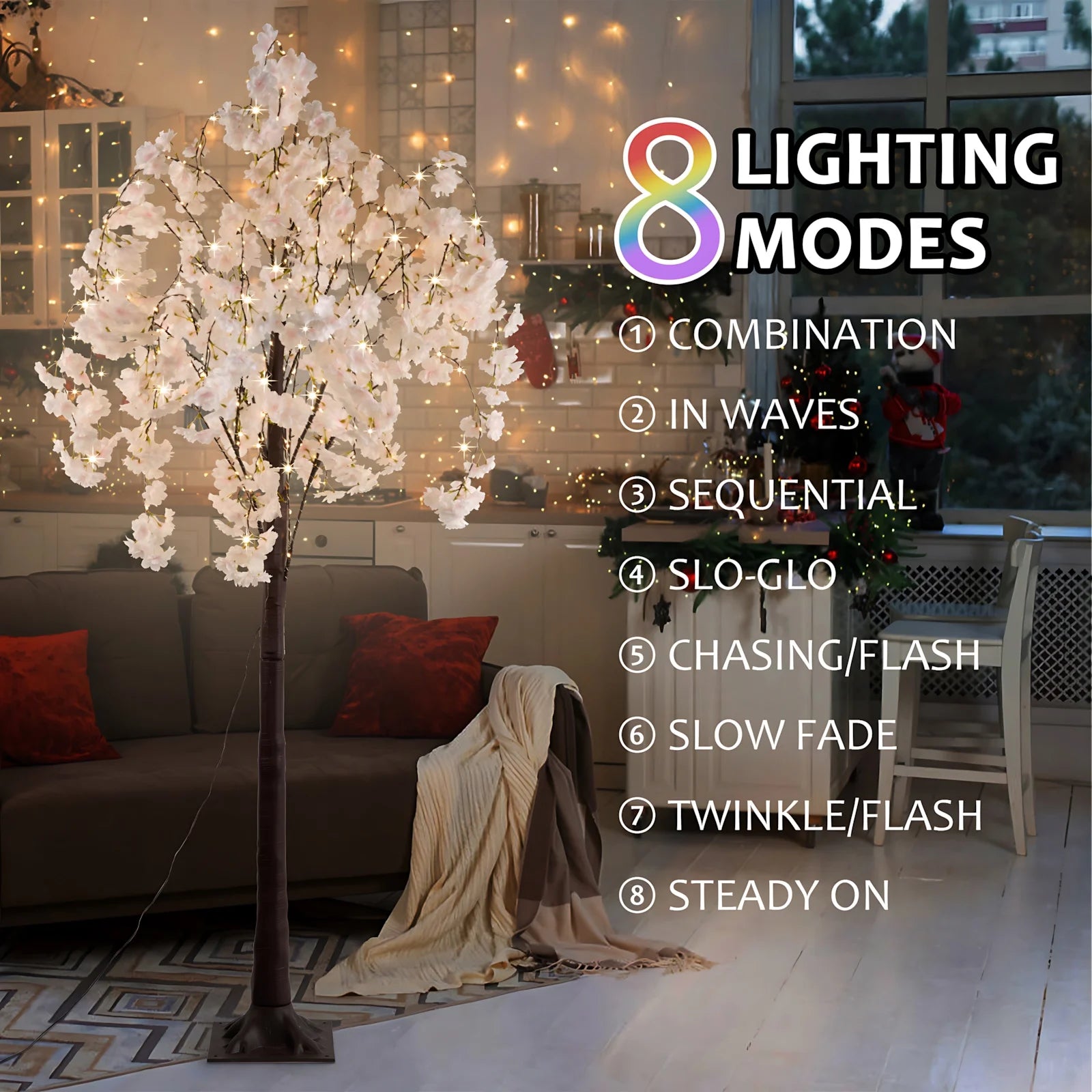 Cherry Blossom Tree Light, 6ft 450 LED Warm Lights