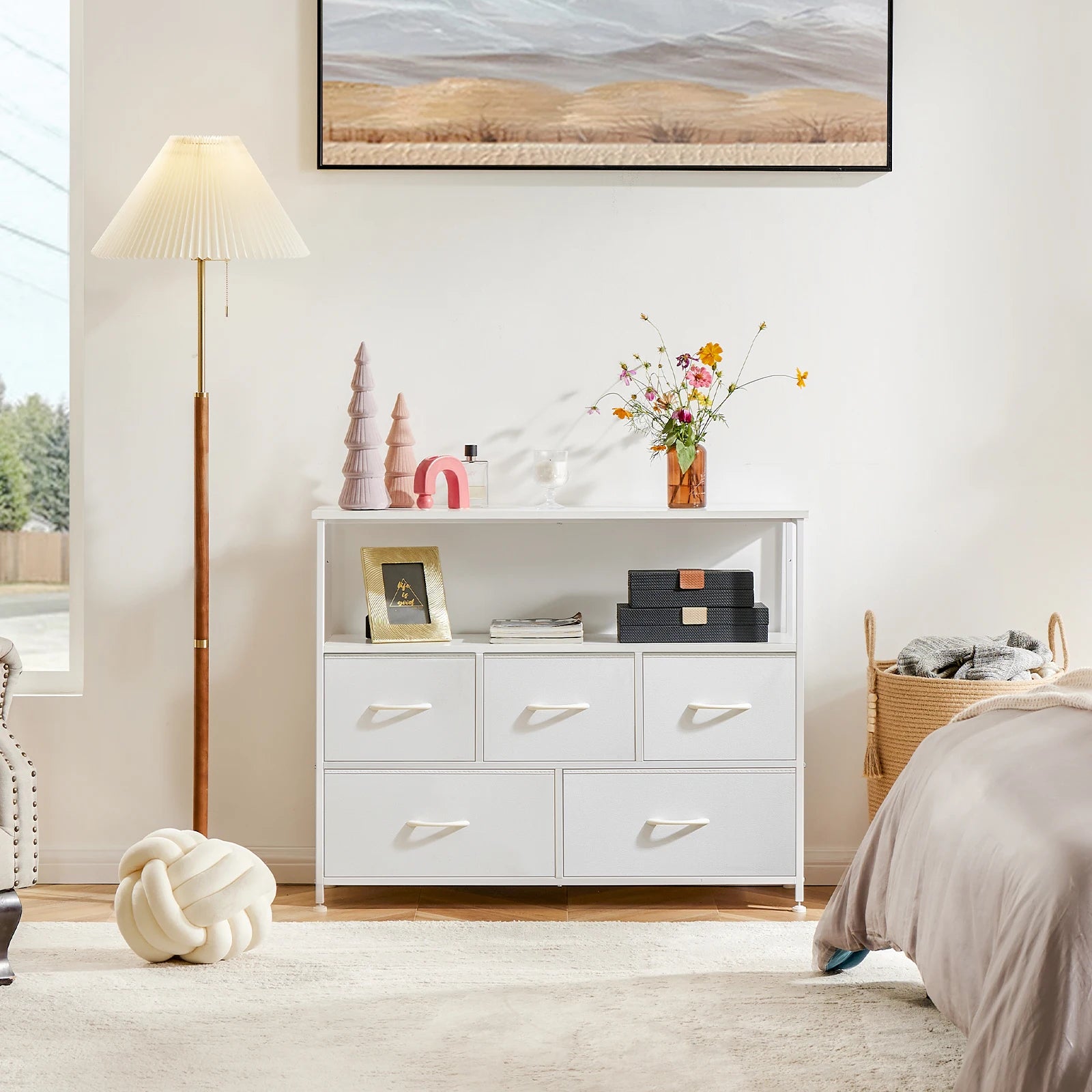 Wardrobe Dresser With 5/7/10 White Fabric Drawers
