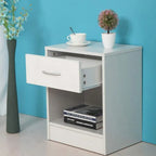 2 Wood Shelf Bedroom End Tables with Storage