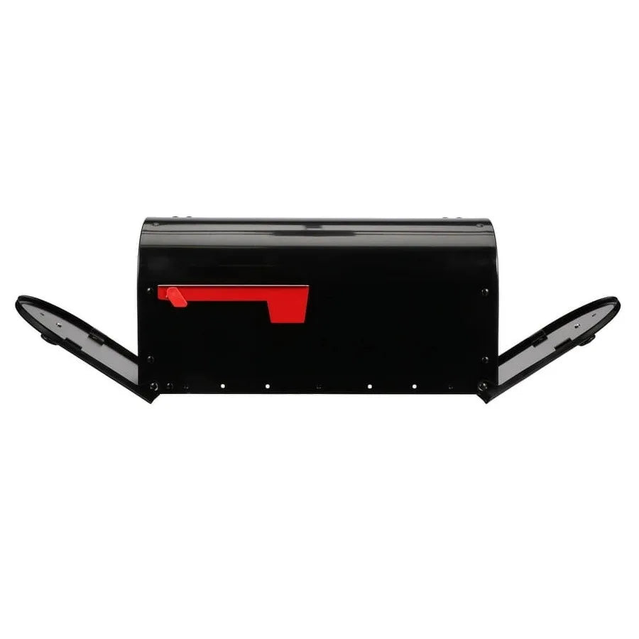 Outback Double Door Large Steel Post Mount Mailbox Black