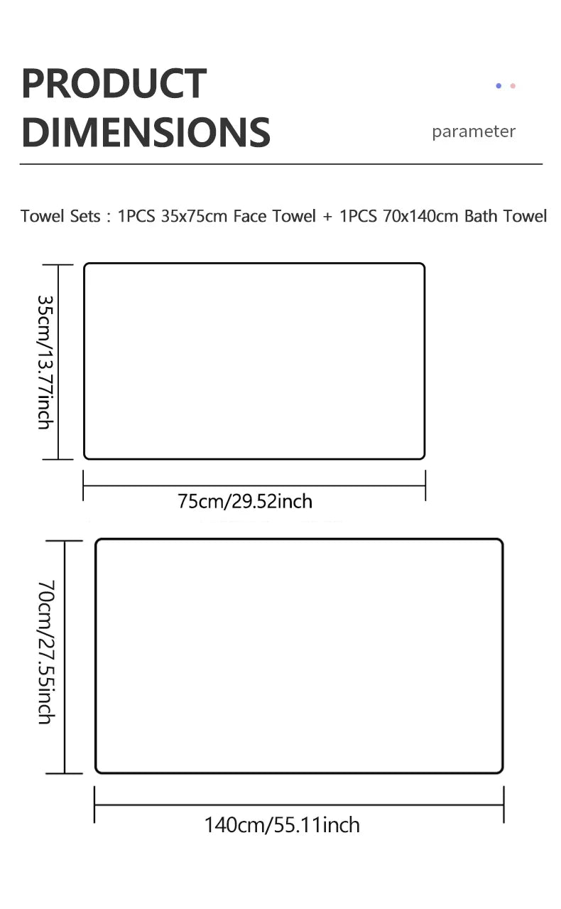 Fleece Thick Bath Towel Set, Solid Color, Soft and Absorbent,