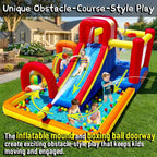 Inflatable Water Slide, 10 in 1 Water Park Bounce House with Splash Pool, 2 Slides, Ball Pit, Water Cannon, Climbing Wall