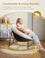 Wide Comfy Saucer Nursery Rocking Chairs with Removable Cushion,