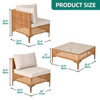7Piece Patio Furniture Set, All Weather Wicker Patio Conversation Sectional