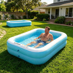 Inflatable Swimming Kiddie Pool, Size 103" X 69" X 20" Rectangle Blow Up Family Pool for Children