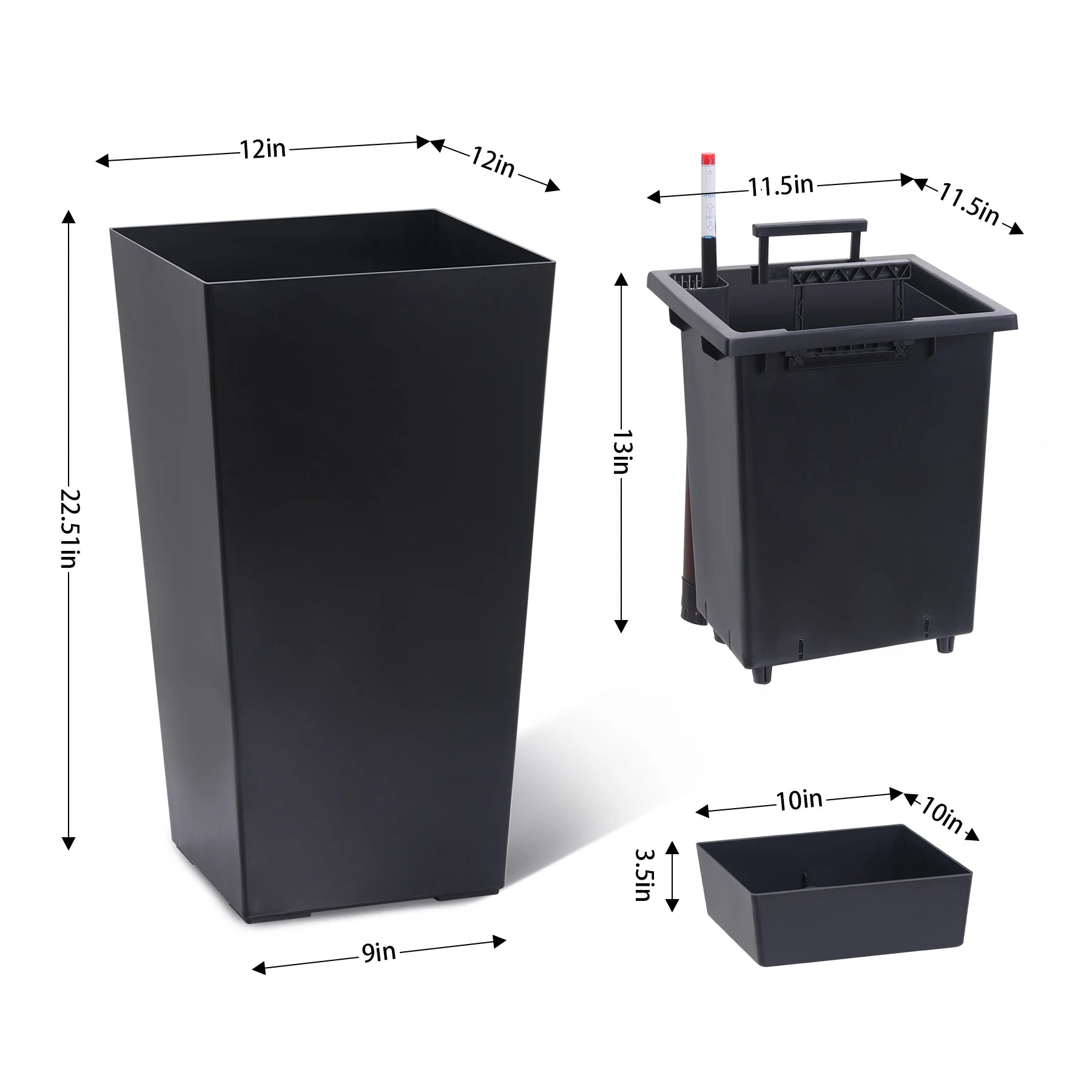 2pcs Outdoor Indoor Planter Pots with Drainage Holes Auto Watering,