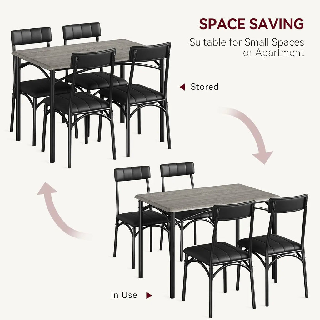 Modern Kitchen Table Set With 4 Upholstered Chairs
