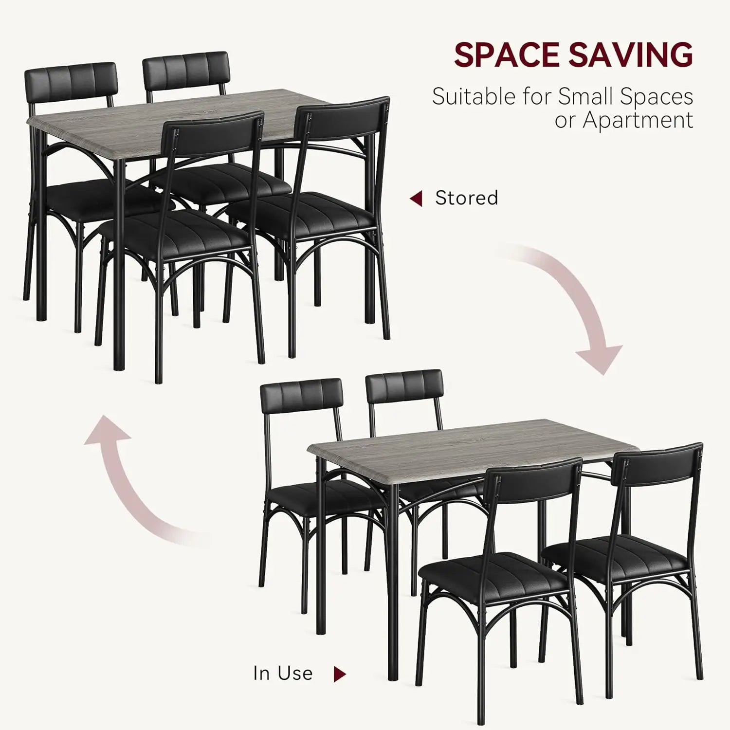 Modern Kitchen Table Set With 4 Upholstered Chairs