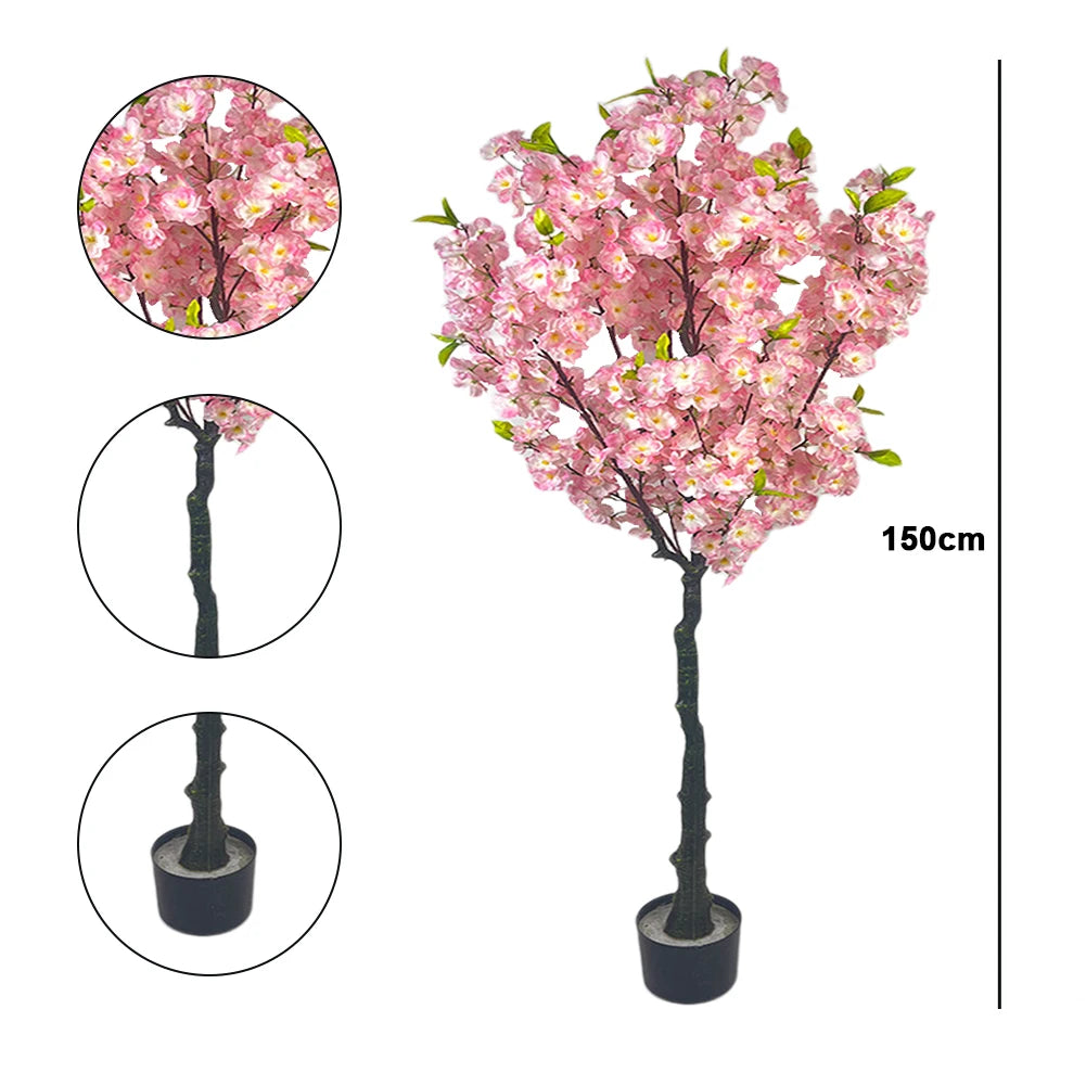 Artificial Tall Faux Cherry Blossom Tree With Pot