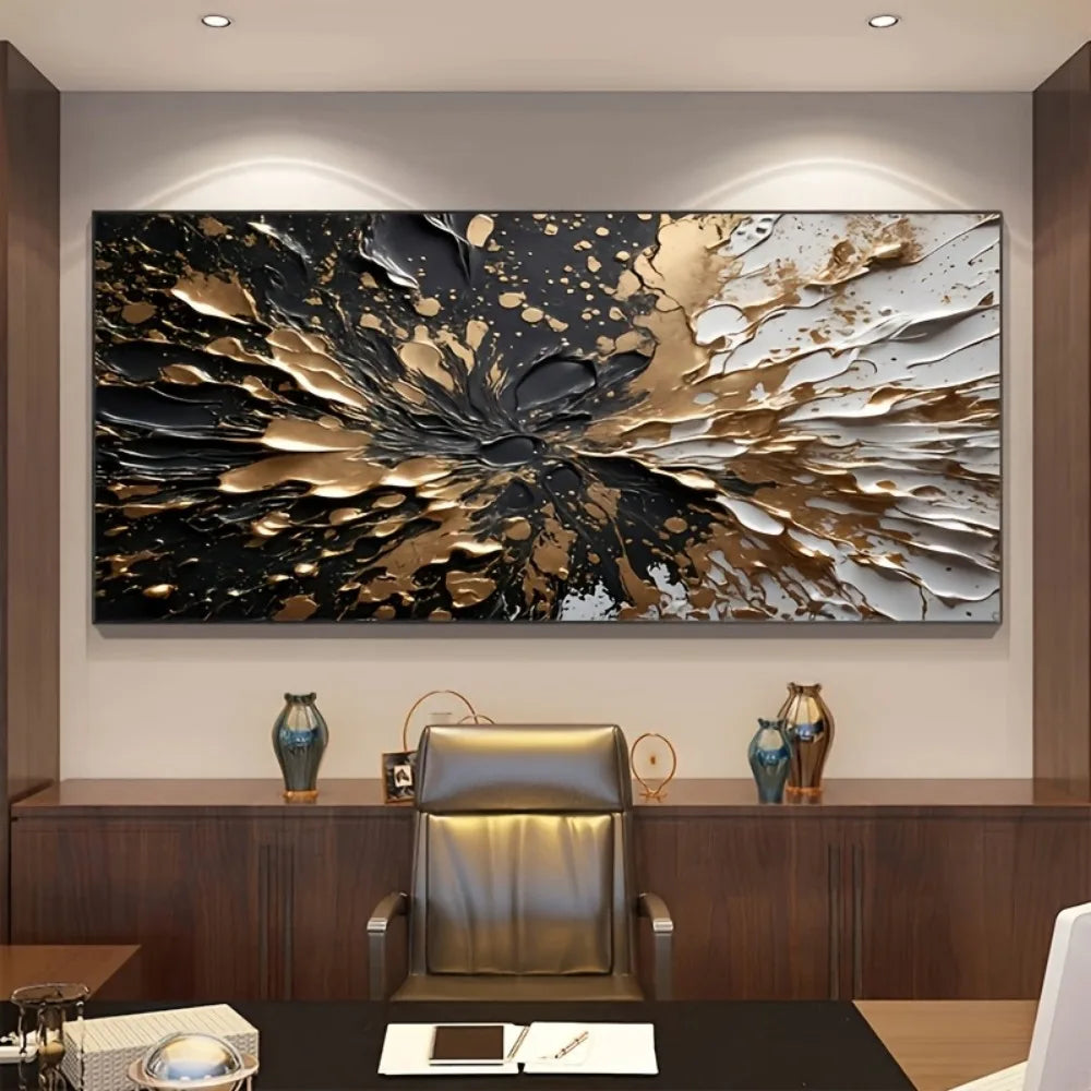 Modern abstract black gold ink splash texture wall mural