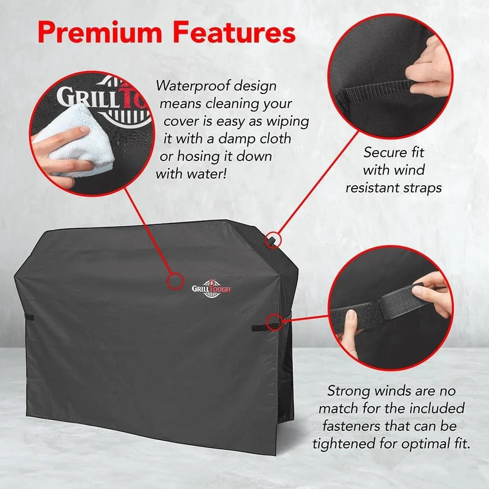 72 Inch Heavy Duty BBQ Grill Cover - Waterproof, Weather Resistant, UV & Fade Resistant with Adjustable Straps for Gas Grills
