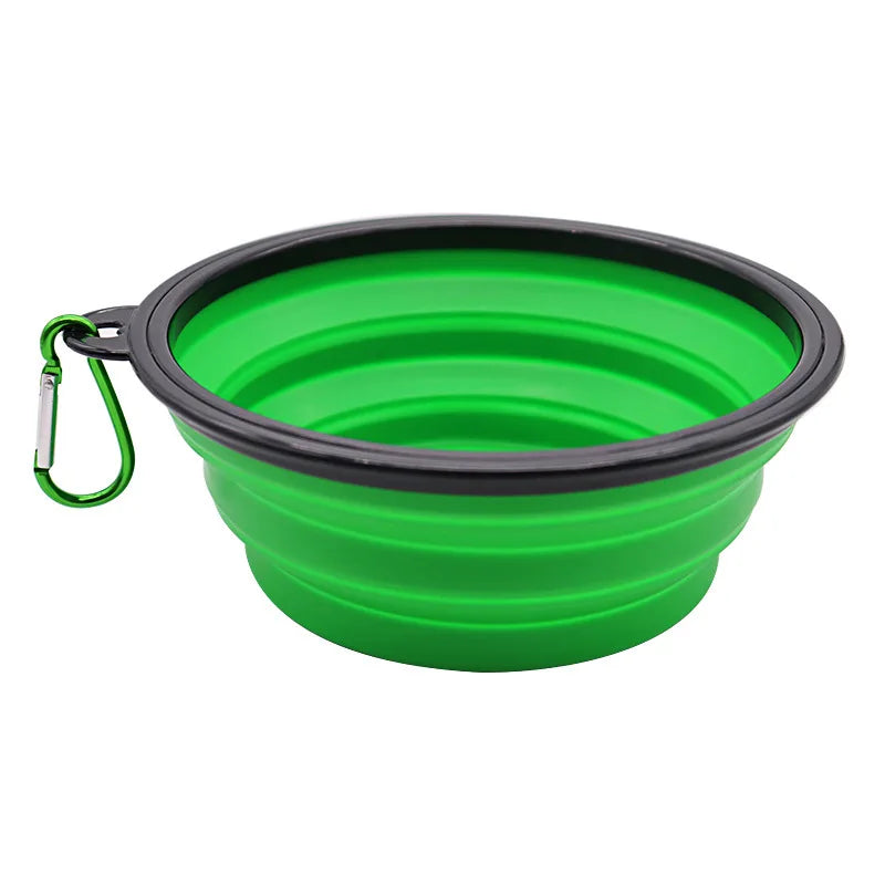 Folding Portable Silicone Dog Feeder Bowl with Carabiner Bottle Food Water Container