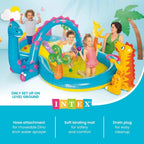 Inflatable Kids Swimming Pool with Slide, 11ft x 7.5ft x 44in Outdoor Play Center, Water Sprayer & Games