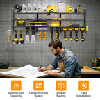 138CM Long Large Power Tool Organizer Rack for Garage Wall Organization Drill Holder Heavy Duty Metal Tool Shelf Holds 12 Cordless Drills
