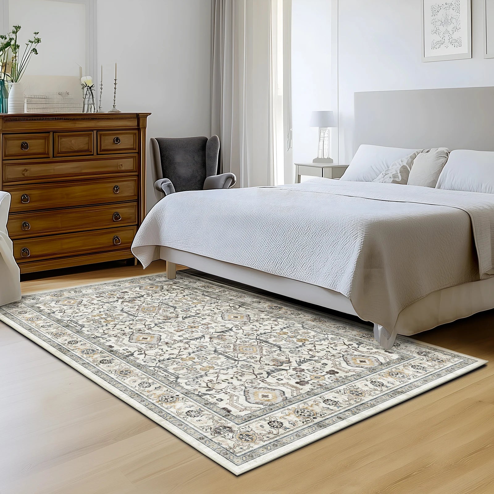 Retro Turkish Persian Vintage Washable Area Rug