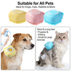 2-In-1 Pet Bath & Massage Brush With Shampoo Storage. Silicone For Sensitive Skin