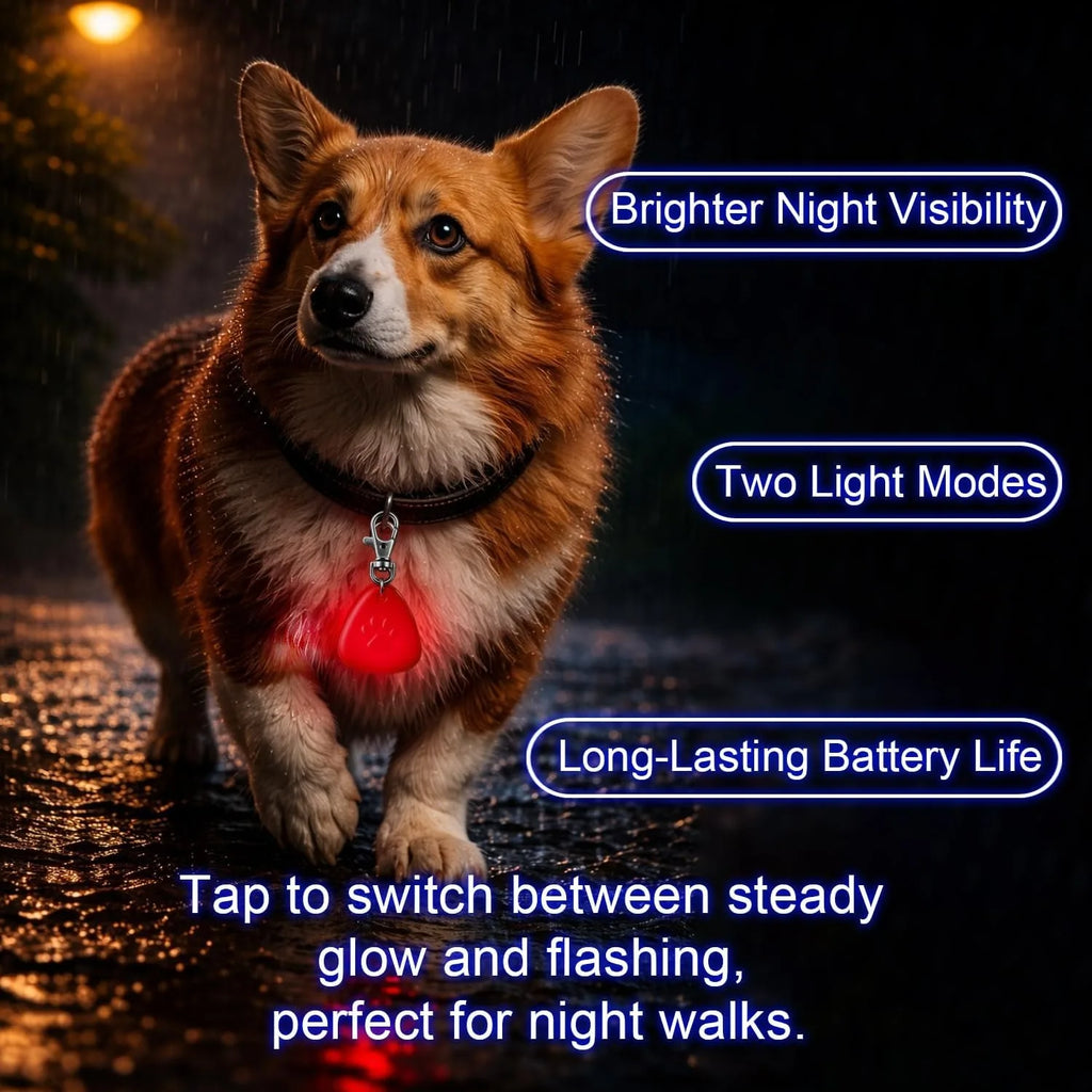 Clip-On Dog Safety Light for Night Walking, High Visibility Lightweight for All Pets, Red