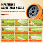 Retractable Hose Reel 180° Swivel Bracket Wall-Mounted with 9-Pattern Nozzle Automatic Rewind