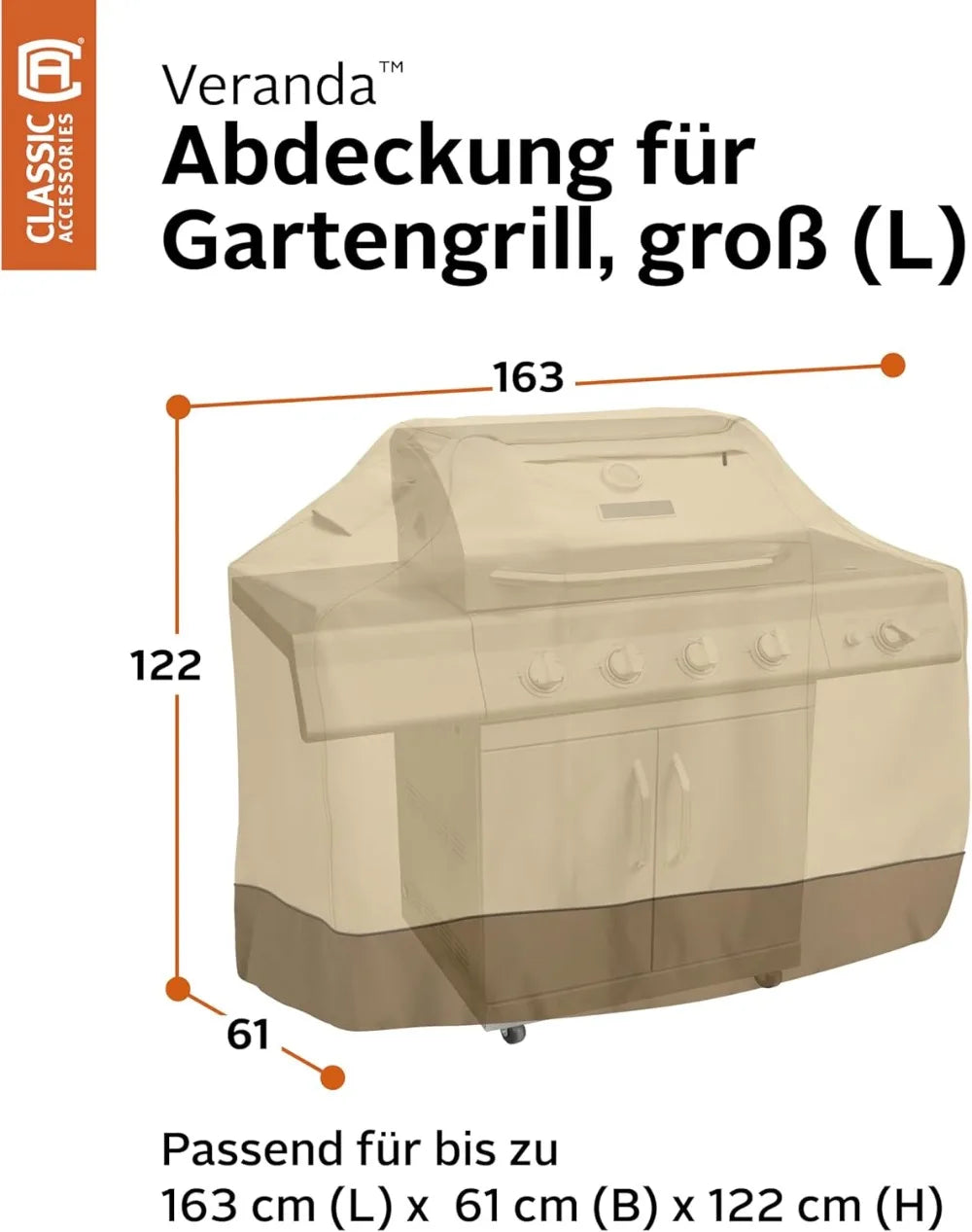 Water-Resistant 64 Inch BBQ Grill Cover with Secure Fit & Durable Design