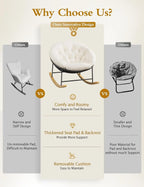 Wide Comfy Saucer Nursery Rocking Chairs with Removable Cushion,