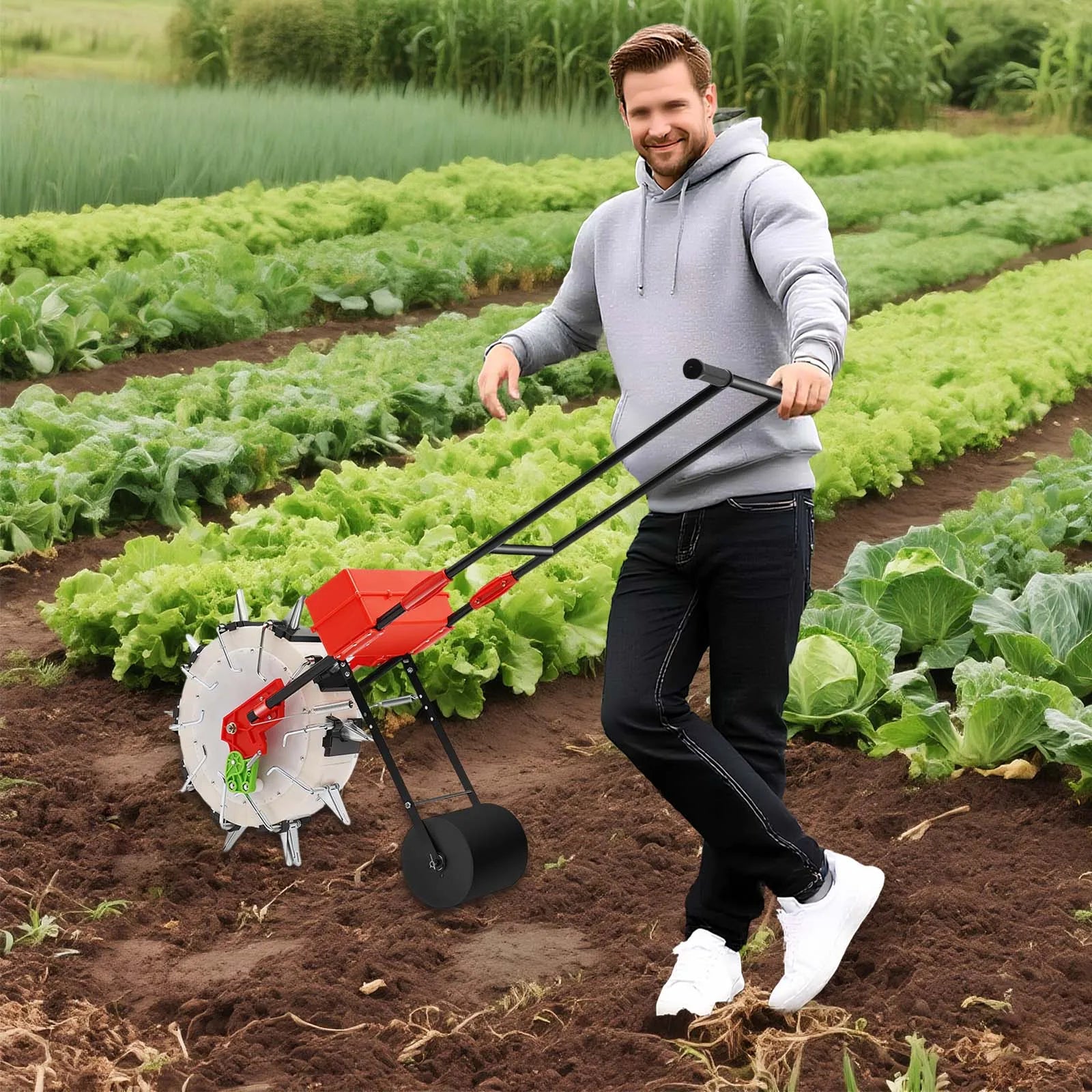 10 Nozzles Hand Push Garden Seeder Roller