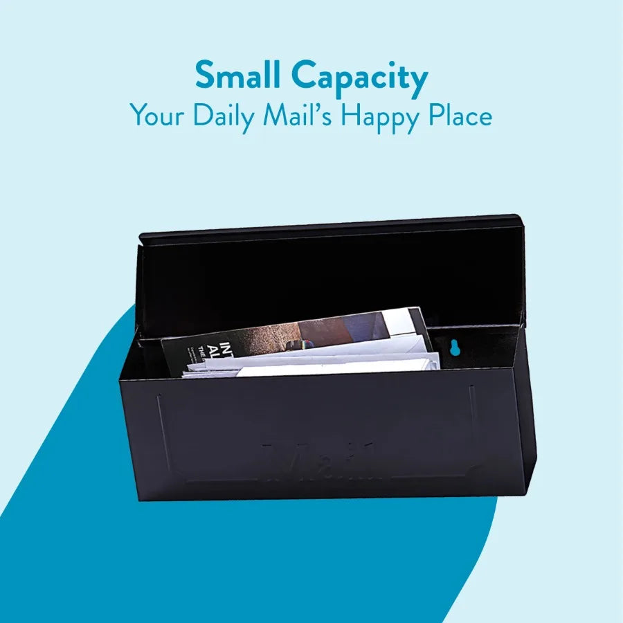 Townhouse galvanized steel small wall-mount mailbox in black for residential outdoor use with rust-resistant finish