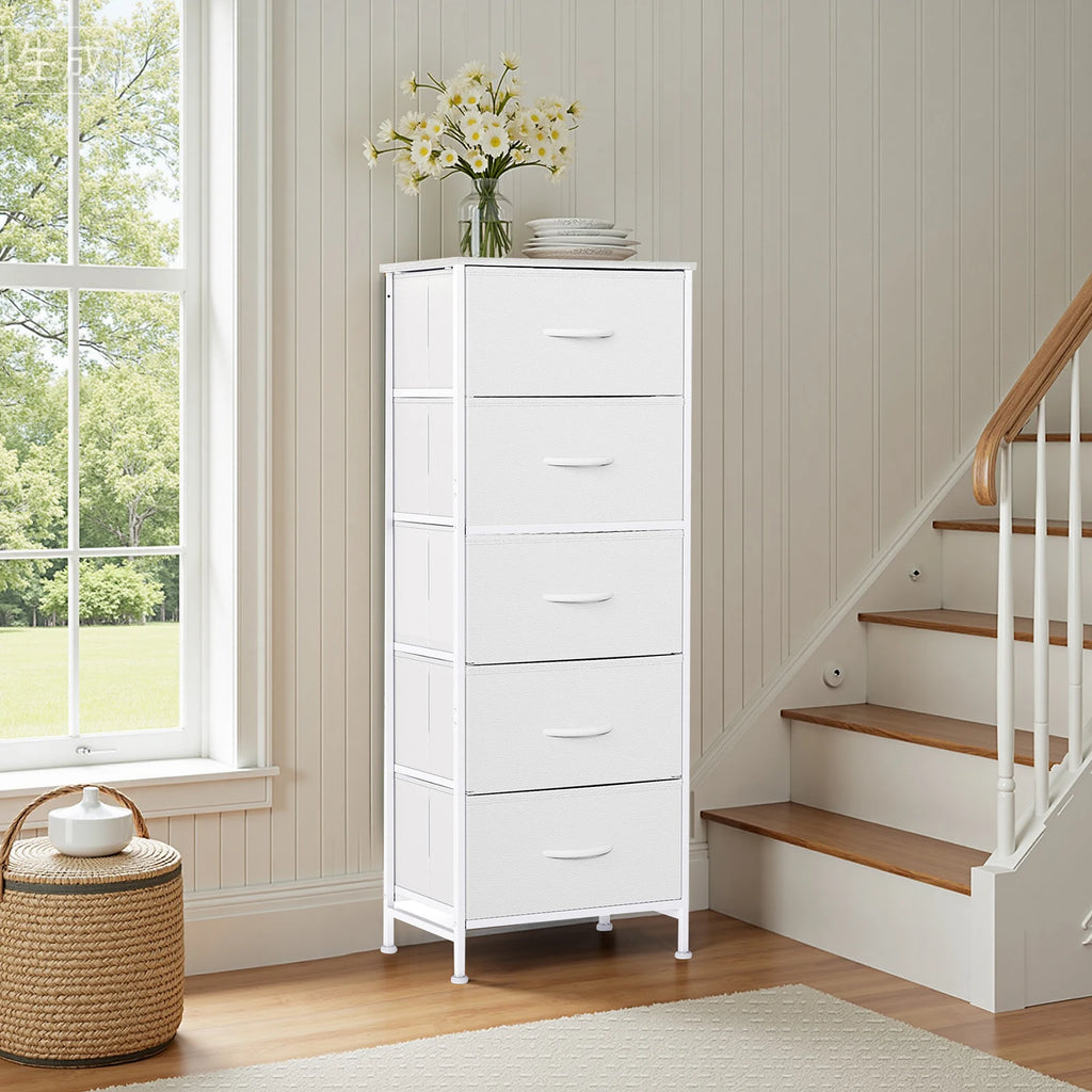 48IN Dresser With 5 Fabric Drawers Steel Frame